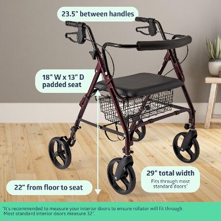 Heavy Duty Rollator Walker with Seat