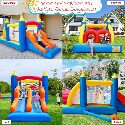 Inflatable Obstacle Bounce House with Dual Racing Slides