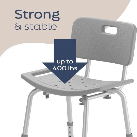 Bath Chair with Back, Shower Chair has Height Adjustable Legs