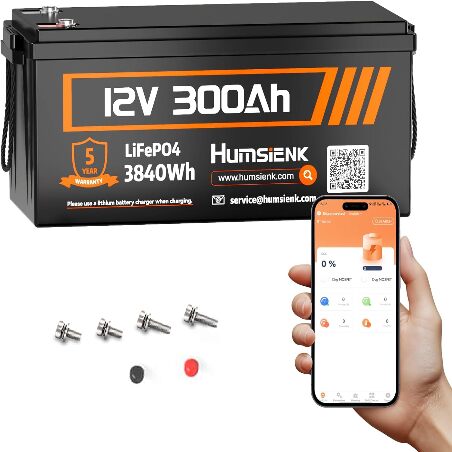 HumsiENK 300AH 12V LiFePO4 Lithium Battery with Bluetooth