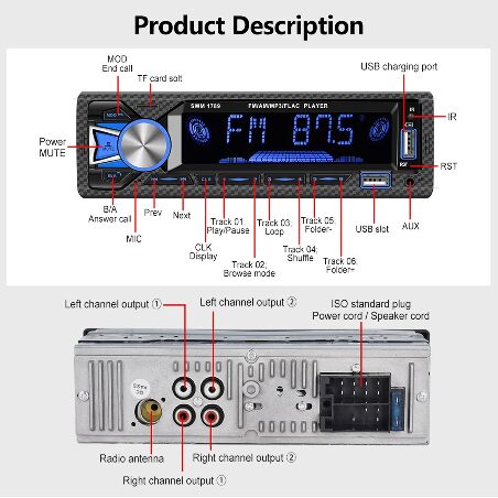 Single Din Car Stereo with Dual Bluetooth