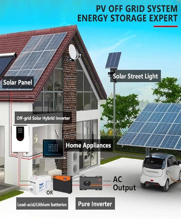 6200W/8200W Hybrid Solar Inverter 48V DC to 240V AC Split Phase Output