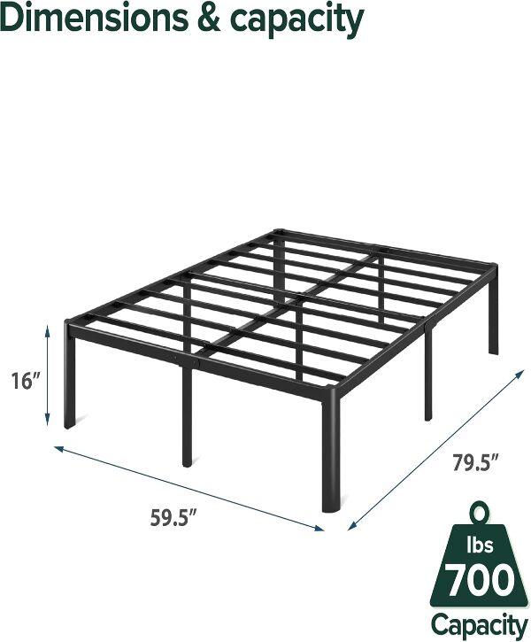 Zinus Queen Bed Frame – Van 16 Inch Bed Frame with Steel Slat Support