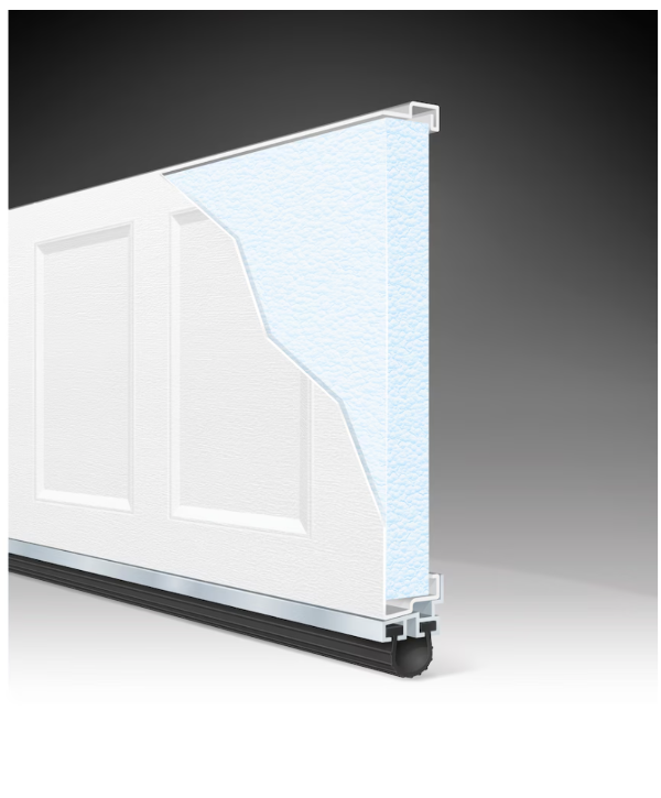 Steel 9 ft. x 7 ft. R-value 6.3 Insulated Solid White Garage Door