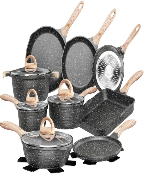 JEETEE Pots and Pans Set, Nonstick Kitchen Cookware Sets